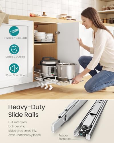Pull Out Cabinet Organizer 14.6" W x 21.3" D, Easy Pull-Out