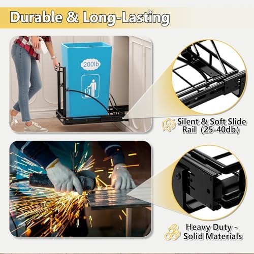 Under Sink Trash Can Pull Out, Fits 7-13 Gal/50 Qt Bins