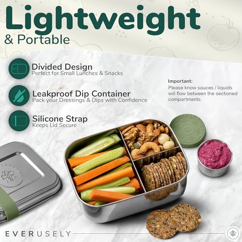 Stainless Steel Bento Box + Condiment Container - Sage, 27oz / 0.8 L