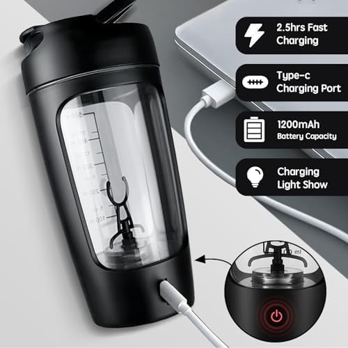 Electric Protein Shaker Bottle, 22oz, USB Rechargeable