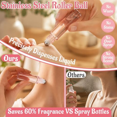 CertBuy 50 Pack 10ml Refillable Glass Roller Bottles for Essential Oils Leak-proof, UV-Resistant, Roll On Bottles Empty with Stainless Steel Roller Balls & Caps for Perfume, Lip Gloss, DIY, Travel - Image 5