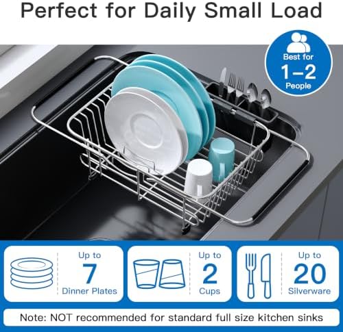 Sink Small Dish Drying Rack with Utensil Holder, for RV, Apartment