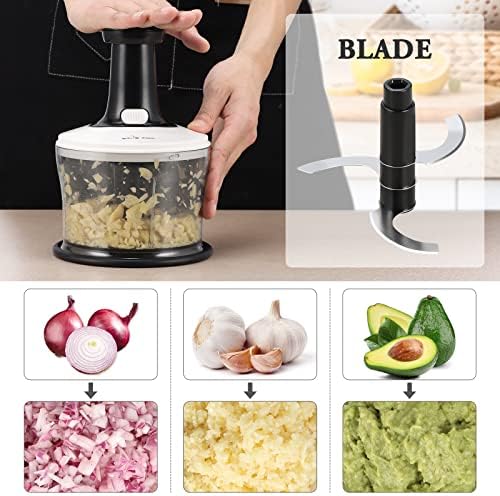 Vegetable Chopper Food Chopper, Quick Hand Press Chopper Dicer, Pro Food Cutter, Easy to Chop Vegetables, Fruits, Herbs, Salsa, Puree, Pesto, ABS Food Grade Material 1.2L White