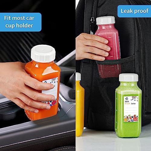 6 Pack 16 Oz Glass Juice Bottles with Lids,2 Pour Spouts & Scale Marks