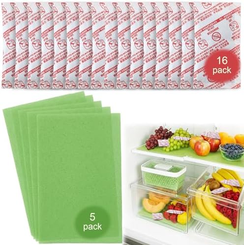 16 Pack Produce Saver Refill Kit with 5 Refrigerator Bin Liners
