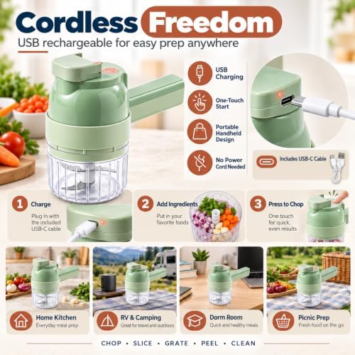 5-in-1 Wireless Electric Vegetable Chopper,Multi-Function Food Processor - Image 4
