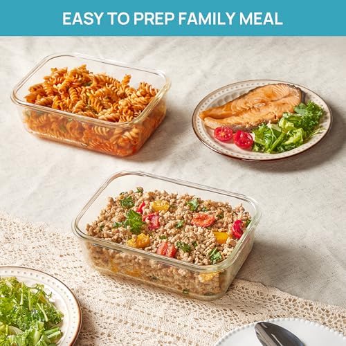 2Pack 1860ml/63oz Large Glass Storage Containers With Lids, Grey