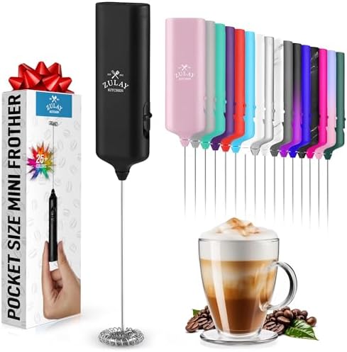 Zulay Kitchen Mini Mighty Milk Frother Wand, Powerful Coffee Frother, Black by ZulayKitchen