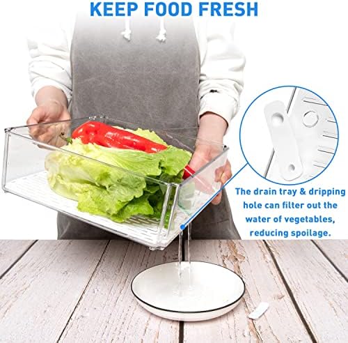 10 Pack Clear Fridge Organizers and Storage with Lids - Stackable