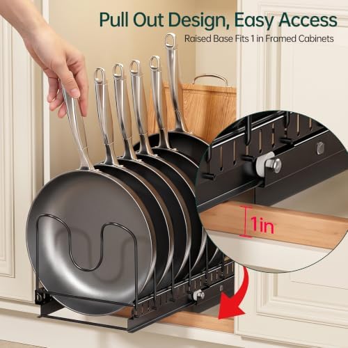 Pull Out Pots and Pans Organizer Under Cabinet, 1 Pack 8 Dividers