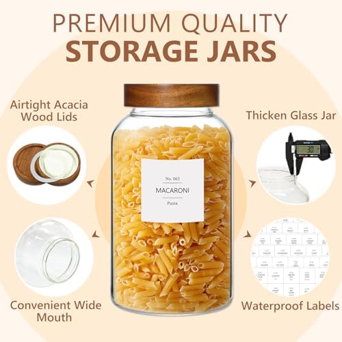 88oz Glass Jars w/Acacia Lids for Flour & Sugar Storage Containers