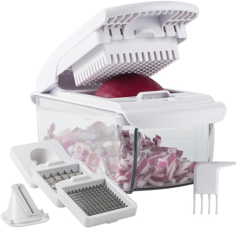 Cook with Color Vegetable Chopper - Multifunctional 11 in 1 Vegetable Chopper with Container - Food Chopper to Dice, Chop, Slice, Julienne and Spiralize, Gray by CookwithColor