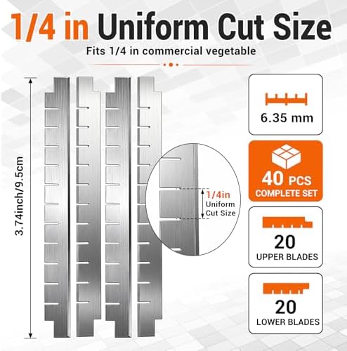 40 Pcs 1/4" Replacement Chopper Blade Kit Stainless Steel Dicer Blade for Commercial Kitchen Fruit Cutting Machine Tomato Onion French Fries Cutter - Image 2
