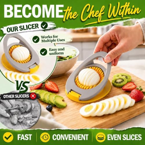 NOVANO Hard Boiled Egg Slicer with Stainless Steel Wires, Egg Salad Maker, Practical Kitchen Gadget, Multi Purpose Cutter for Eggs, Avocado, Strawberry, Kiwi Fruit - Image 6