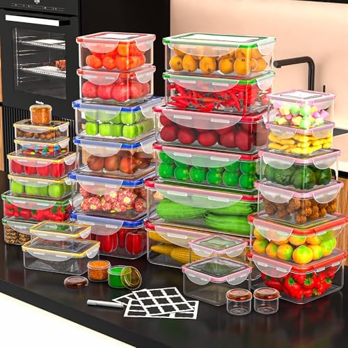 70 Pcs Large Food Storage Containers with Lids Airtight-2500ML to Small Box,Total 22812 ML Stackable Kitchen Bowls Set(35 Containers,35 Lids)-BPA Free Leak proof Plastic Boxes-Microwave safe