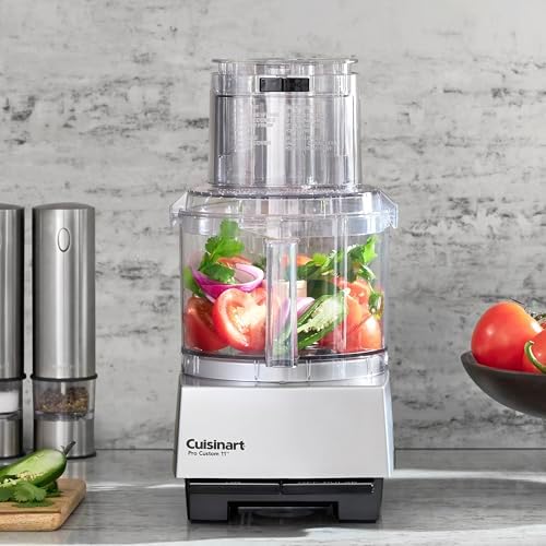 Food Processor, Dishwasher Safe 11-Cup Food Processor with Slicing & Shredding Discs, Pro Custom 11 Stainless Steel Electric Chopper & Kitchen Food Processor, Chrome, DLC-8SBCYP1