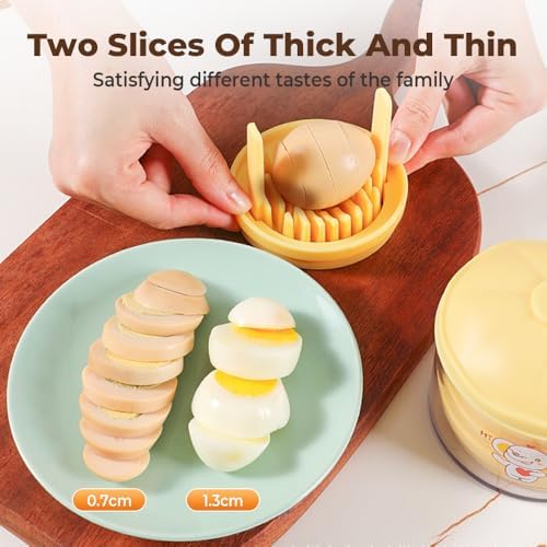 4 In 1 Egg Slicer For Hard Boiled Eggs, Stainless Steel 4 Slice Modes Egg Cutter, Strawberry Slicer Grape Cutter, Kitchen Fruit Slicer For Mushroom, Cherry (Yellow-1pcs)