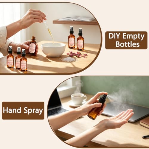 STARSIDE 2oz Amber Glass Spray Bottles 48-Pack with Fine Mist Sprayer - Image 6