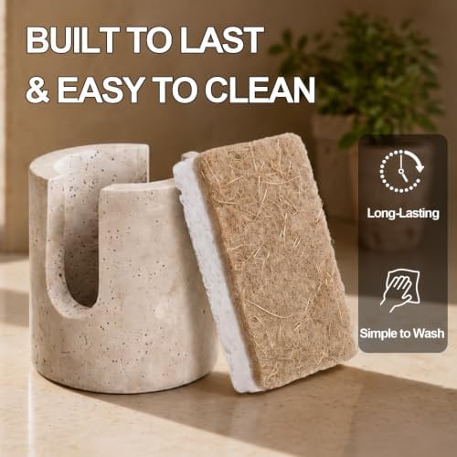 Travertine Sponge Holder for Kitchen Sink, Natural Stone Caddy Tray