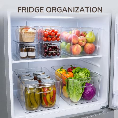 8 Clear Plastic Storage Bins for Pantry Organizer, Kitchen Cabinet