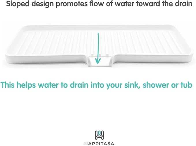 Silicone Soap Dish Tray and Sponge Holder with Drain Chute | Bathroom and Kitchen Sink Organizer Caddy (Pistachio, 12"x4", 7.4 Ounces)