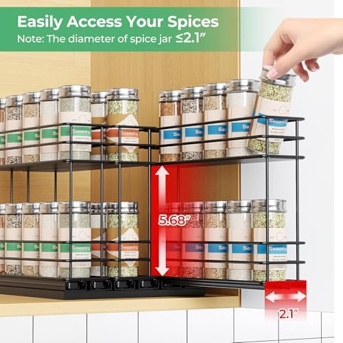 Pull Out Spice Rack Organizer for Cabinet, Slide Out Spice Racks