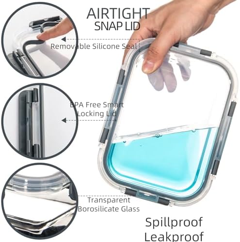 10 Pack Glass Food Storage Containers with Lids for Lunch, On-the-Go, Leftovers, Pantry Organization