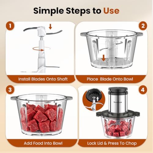 Food Processor with 2 Bowls (8 Cup+8 Cup), 2-Speed Electric Food Chopper