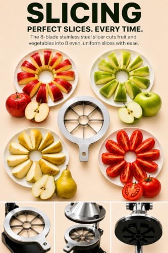 2-in-1 Heavy Duty Cast Iron Manual Juicer & Vegetable Chopper — Hand Press Citrus Squeezer & Food Dicer with Interchangeable Blades, No Electricity, Easy Clean, Fresh Juice & Meal Prep in Seconds