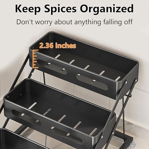 3 Tier Foldable Spice Rack, Black