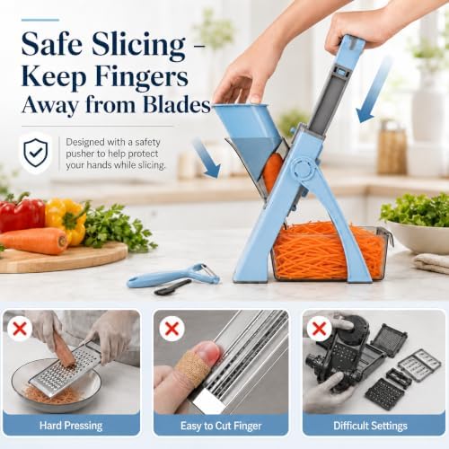 8-in-1 Safer Mandoline Slicer Plus for Kitchen Adjustable Potato Slicer - Image 3