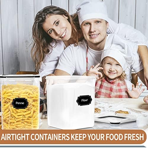 Large Airtight Food Storage Containers 5.2L / 195oz, 4pcs Pantry Kitchen Organizers and Storage for Flour, Sugar, Baking Supplies, BPA Free, Plastic Flour Containers with 20 Labels & Maker
