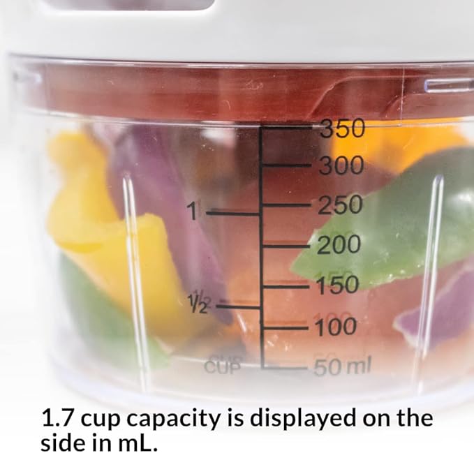 Manual Food Processor Vegetable Chopper, 400 mL (1.7 Cup) Capacity