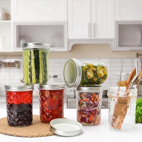 12 Pack16oz Wide Mouth Glass Mason Jars, Canning Jars with Airtight Lids