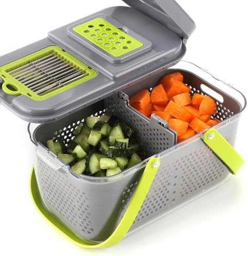 22PCS Multi-function Vegetable & Fruit Chopper, Mandolin Food Slicer, Veggie Shredder with Container, Essential Kitchen Gadgets (22 in 1, Gray) - Image 2