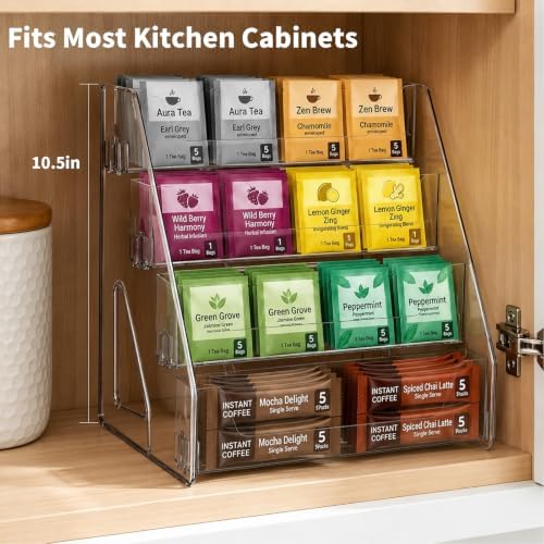 Acrylic Display Stand,4 Tier Tea Bag Organizer, Tea Holder Storage Rack