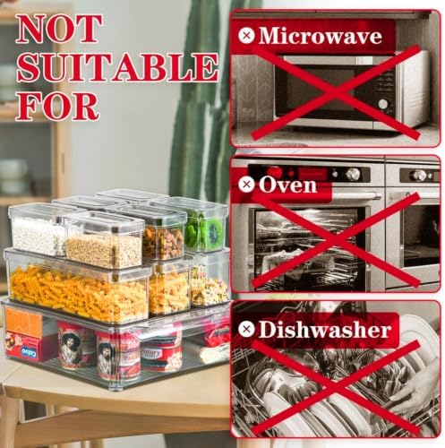 10 Pack Clear Fridge Organizers and Storage with Lids - Stackable