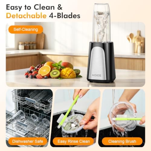 KOIOS 1000W Smoothie Blender, 15-in-1 Single Serve Set, Press-Twist Design - Image 6