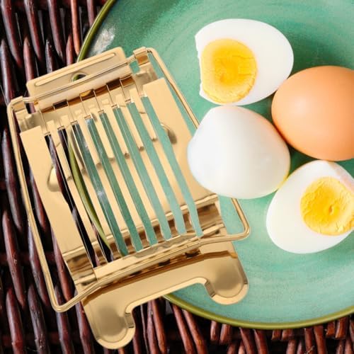 Stainless Steel Egg Slicer for Hard Boiled Eggs: Luxury Golden Metal strawberry Cutter Tool - Heavy Duty Strawberry Slicer & Mushroom Fruit Chopper Kitchen Gadget, Dishwasher Safe, 5.50"x3.65" - Image 4