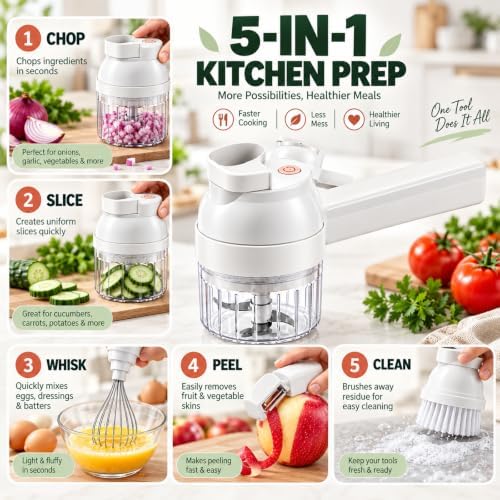 Handheld Wireless Electric Vegetable Chopper,Multi-Function Food Processor - Image 2