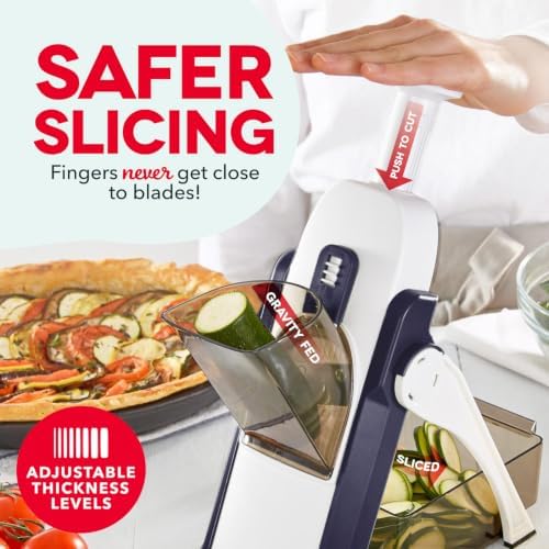 Safe Slice Mandoline for Vegetables, Meal Prep & More with 30+ Presets & Thickness Adjuster, Midnight Navy