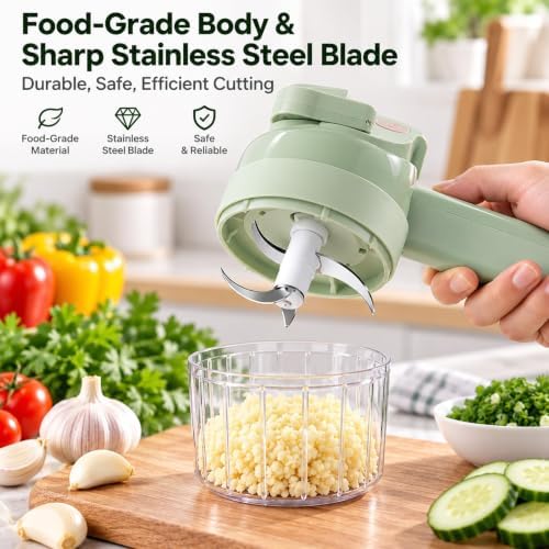 5-in-1 Wireless Electric Vegetable Chopper, Multi-Function Food Processor (Green) - Image 5