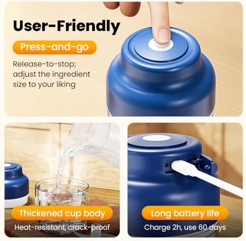 Electric Mini Garlic Chopper Set, 2026 New Small Garlic Chopper Mincer, USB Rechargeable, Wireless Veggie Grinder, Rapidly Garlic Minces Ginger Onion Chili Veggie (A, 320ml) - Image 4