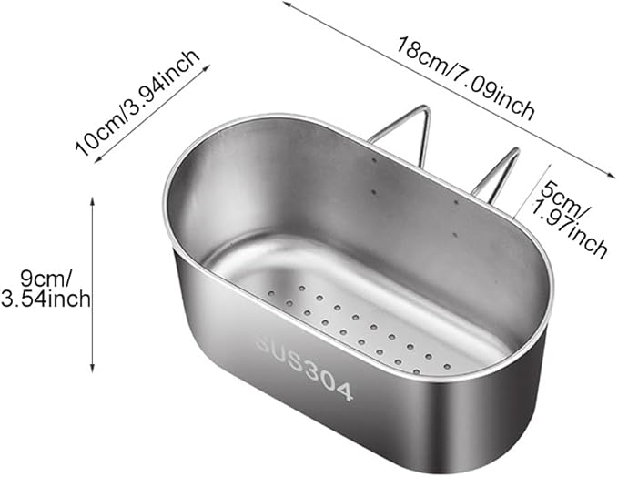 SYCOOVEN Stainless Steel Sink Drain Strainer Basket, Multifunctional Hanging Sink Strainer Colander Drain Basket Kitchen Sink Food Waste Filter and Wash Vegetables Fruits(Silver)