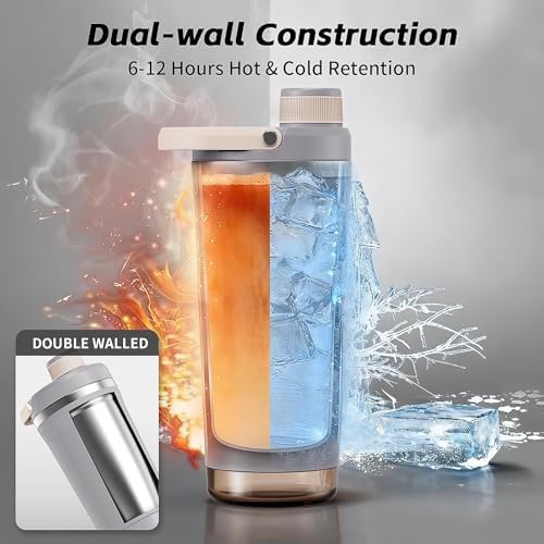 PROCHAIN Insulated Stainless Steel Protein Shaker Bottle, 20oz Metal Mixer - Image 6