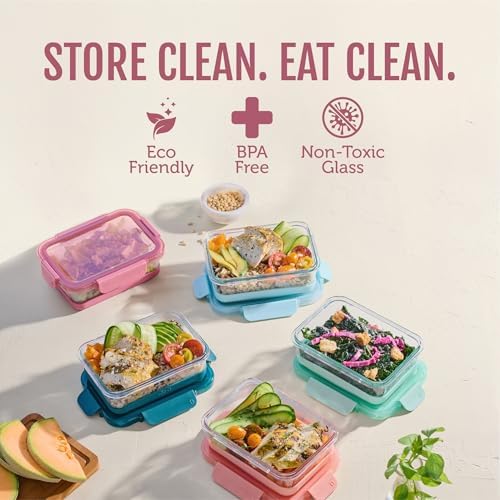 Duraglass Refresh 3.4 Cup Meal Prep Containers, 10 Pc, Melon