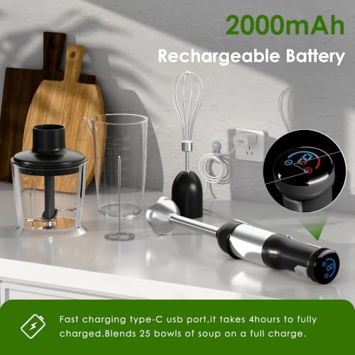 5-in-1 Cordless Immersion Blender,Touchscreen,Rechargeable Battery