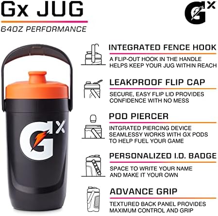 Gx Performance Jug, 64oz, Leakproof, Non Slip Grip, Great for Athletes, Red