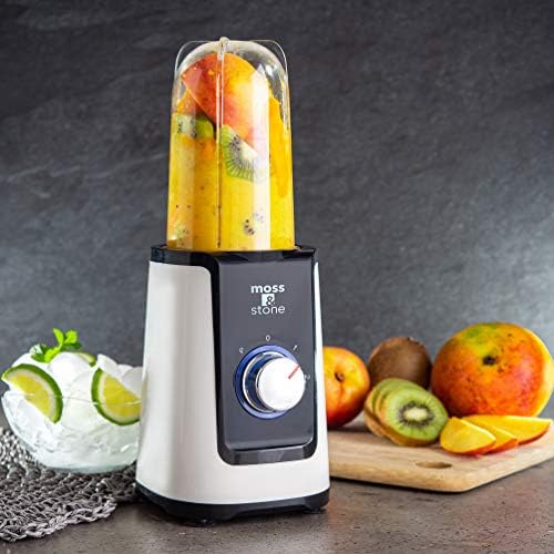 Moss & Stone Personal Smoothie Blender, Single Serve Blender for Shakes & Protein, 17oz Blend Cup & 10oz Grind Cup, Compact Mini Design for Home, Office, Gym & Travel