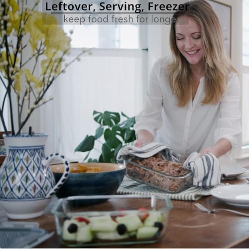 10 Cups/ 80 Oz 4 Pc (Set of 2) Glass Food Storage Containers with Airtight Locking Lids-For Storing & Serving Food. BPA Free & Leak Proof - Microwave, Dishwasher, Fridge, Freezer and Oven Safe